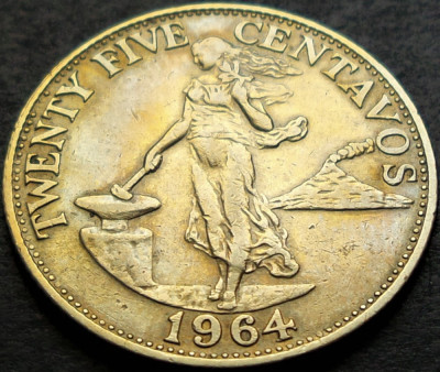 Moneda exotica 25 CENTAVOS - FILIPINE, anul 1964 * cod 5151 foto