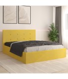Pat Tapitat Filip Galben + Saltea Lux Ortopedica 160x200cm