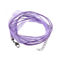 Baza colier organza cu snur cerat Crisalida, 43 cm, Violet