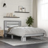 VidaXL Cadru de pat, gri sonoma, 90x200 cm, lemn prelucrat și metal
