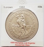 1908 Insula Man 1 crown 1984 Elizabeth II (Equestrian Rider) Los Angeles km 120, Europa