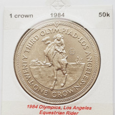 1908 Insula Man 1 crown 1984 Elizabeth II (Equestrian Rider) Los Angeles km 120