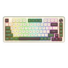 Tastatura gaming mecanica Bluetooth cu si fara fir Redragon Cyrus Pro alba cu verde iluminare RGB