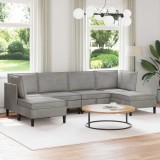 vidaXL Set de mobilier pentru living 6 pcs Gri deschis Catifea 3413732