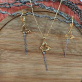 Cumpara ieftin Set Colier, Cercei Din Argint Auriu Fluturas SET06M, Argintboutique