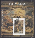 M2 ZZC 52 - Colita foarte veche - Guyana - Rubens - Craciun 1989 - pictura, Arta, Stampilat