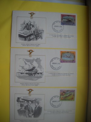HOPCT PLIC FDC S NR 1026 SET 6 FDC LIBERIA -AFRICA -ISTORIA AVIATIEI -FAI -FEDERATIA AERONAUTICA INTERNATIONALA 1978-AVION / AVIATIE foto