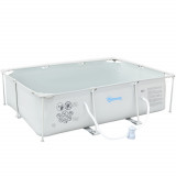 Outsunny Piscină de Grădină cu Filtru din Oțel/PVC 291x190x75cm Gri Spațioasă și Rezistentă Ideală pentru Relaxare &icirc;n Familie | Aosom Romania