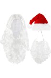 Set Barbă Moș Crăciun + Perucă + Pălărie, 3 piese, Acril Catifelat