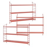Set 3 buc raft perete Str&auml;ngn&auml;s 50x60x15cm otel rosu [en.casa] HausGarden Leisure