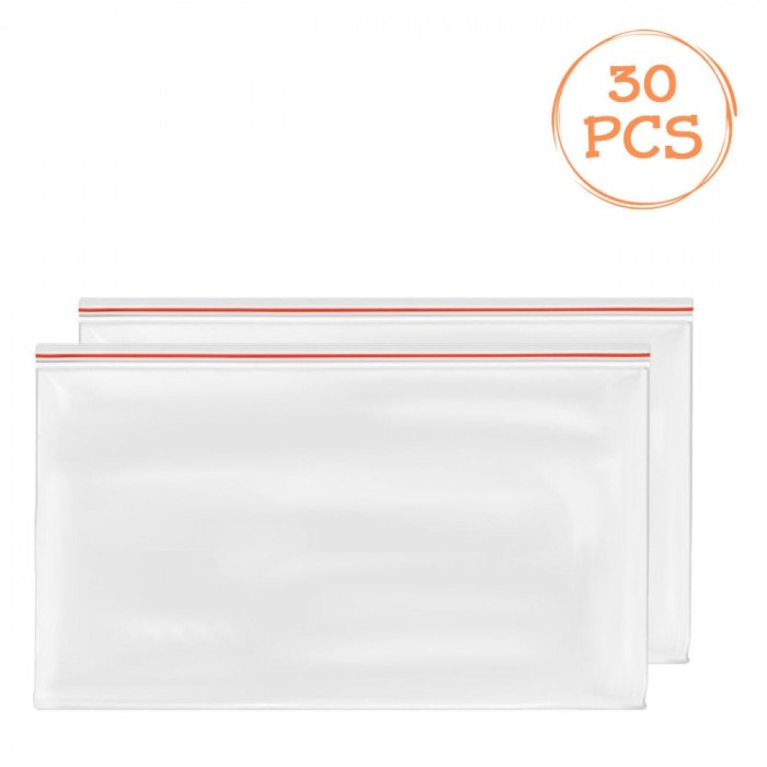Pungi Depozitare, Ziplock, Set 30 Bucăți, 20x28 cm, Transparent
