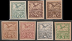 1919 Romania - 7 Eseuri nedantelate Vultur de valori diferite, Ocupatia Romana Debretin II (desene originale) foto