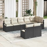 Cumpara ieftin Set de canapele pentru grădină cu pernă 8 pcs Negru, Crem