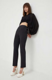 MSGM pantaloni de l&acirc;nă culoarea negru, drept, high waist 3641MDP15.247200