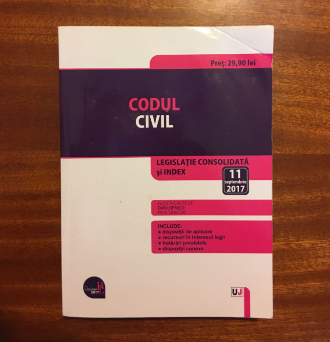 CODUL CIVIL 11 septembrie 2017 - Dan Lupascu