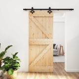 vidaXL Ușă glisantă cu set de feronerie 85x210 cm, lemn masiv de pin