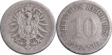 1875 - D - 10 pfennig - Wilhelm I - Imperiul German Monetaria : M&uuml;nchen, Europa