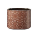 Ghiveci ceramic, interior, rotund, rosu, 13 x 11 cm, cu ornament