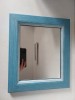 Oglinda Perete cu Rama Lemn Albastra 28x32cm - Decorativa Baie, Living