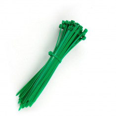 Set 100 bride din plastic, 4 x 300mm, cu autoblocare, tip colier, pentru fixare si legare, verde