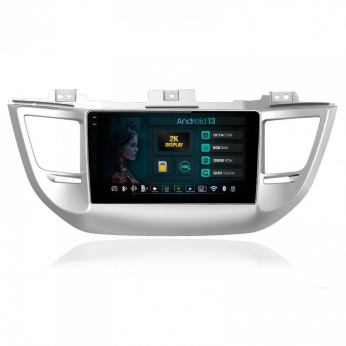 Navigatie 2K Hyundai Tucson 3 (2015-2018) 8GB RAM Android 13 Octacore Slot Sim 4G DSP GPS Wi-FI Carplay Android Auto USB Bluetooth Waze Touchscreen 9.