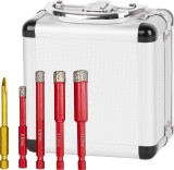 Sada vyrez&aacute;vačov Strend Pro Premium, 6-8-10-12 mm, HEX, 6 mm vrt&aacute;k do skla diamant, korunky, professional