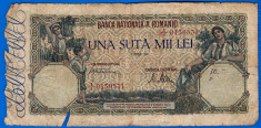 (8) BANCNOTA ROMANIA - 100.000 LEI 1946 (1 APLILIE 1946), FILIGRAN ORIZONTAL foto