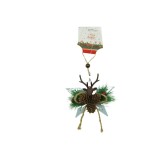 Ornament de brad stea cu cerb, flippy, multicolor, lemn, 15 cm