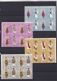 ROMANIA 1985 LP 1138 a COSTUME POPULARE ROMANESTI BLOCURI DE 4 TIMBRE MNH, Nestampilat