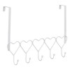 Cuier pentru ușă, metalic, formă de inimă, 5 c&acirc;rlige, 41 cm, alb, CMCLASS, Oem