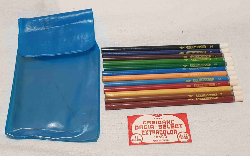 Creioane Colorate Trusa - Set 12 culori - Dacia Select Extracolor - Sibiu  1976