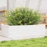 vidaXL Jardinieră de grădină, alb, 90x40x23 cm, lemn masiv de pin