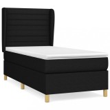 Cumpara ieftin Pat box spring cu saltea, negru, 90x190 cm, textil