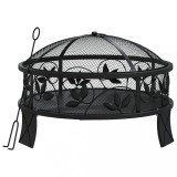 Cumpara ieftin Vatra de foc cu vatrai, 50 cm, otel, XXL