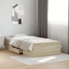 VidaXL Cadru de pat cu sertare stejar sonoma 75x190 cm lemn prelucrat 3280351