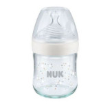 Biberon Nuk Nature Sense Sticla 120 ml Control Temperatura Tetina Silicon S 0-6 luni Alb