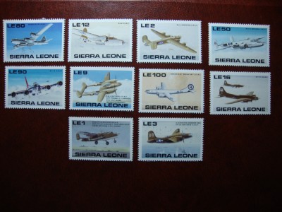 SIERRA LEONE 1990 SERIE AVIATIE SUA WW2 MNH- foto