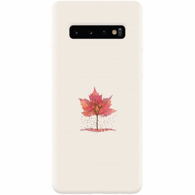 Husa silicon pentru Samsung Galaxy S10, Autumn Tree Leaf Shape Illustration foto