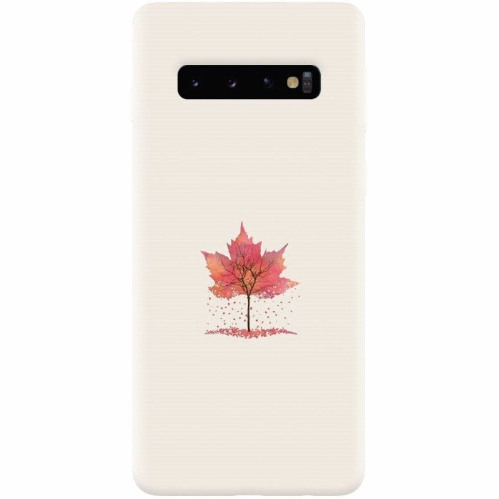 Husa silicon pentru Samsung Galaxy S10, Autumn Tree Leaf Shape Illustration