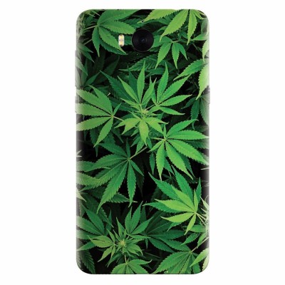 Husa silicon pentru Huawei Y5 2017, Green Leaf Pattern foto