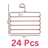 Set Mercaton, 24 Umerase Multifunctionale din Plastic cu 5 pozitii pentru Haine si Accesorii, Anti-derapante, 31 x 31 cm, Maro