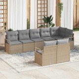 VidaXL Set de canapele pentru grădină 8 pcs Bej Rattan poli