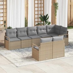 vidaXL Set de canapele pentru grădină 8 pcs Bej Rattan poli 3346430