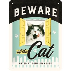 Placa metalica - Beware of the Cat - 15x20cm foto