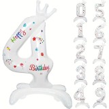 Balon din Folie Metalizata, Cyrax, Figurina Cifra, Model 4 cu Happy Birthday Scris, Tema Aniversare 81 cm, Ambalaj Individual, Pai Inclus, Umflare cu