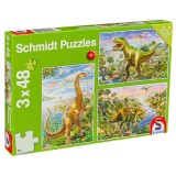Puzzle LIN2021 - 3x48, Dinosaur Adventures, Schmidt