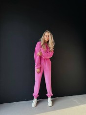 Trening de dama din catifea fina roz fucsia foto