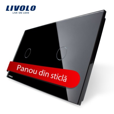 Panou intrerupator simplu+simplu cu touch Livolo din sticla SmartElectro IntelligentHouse foto