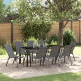 vidaXL Set de masă pentru grădină 9 pcs Gri și negru 3379127