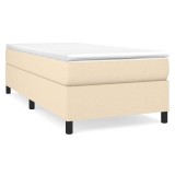Cumpara ieftin Pat box spring cu saltea, crem, 90x200 cm, textil